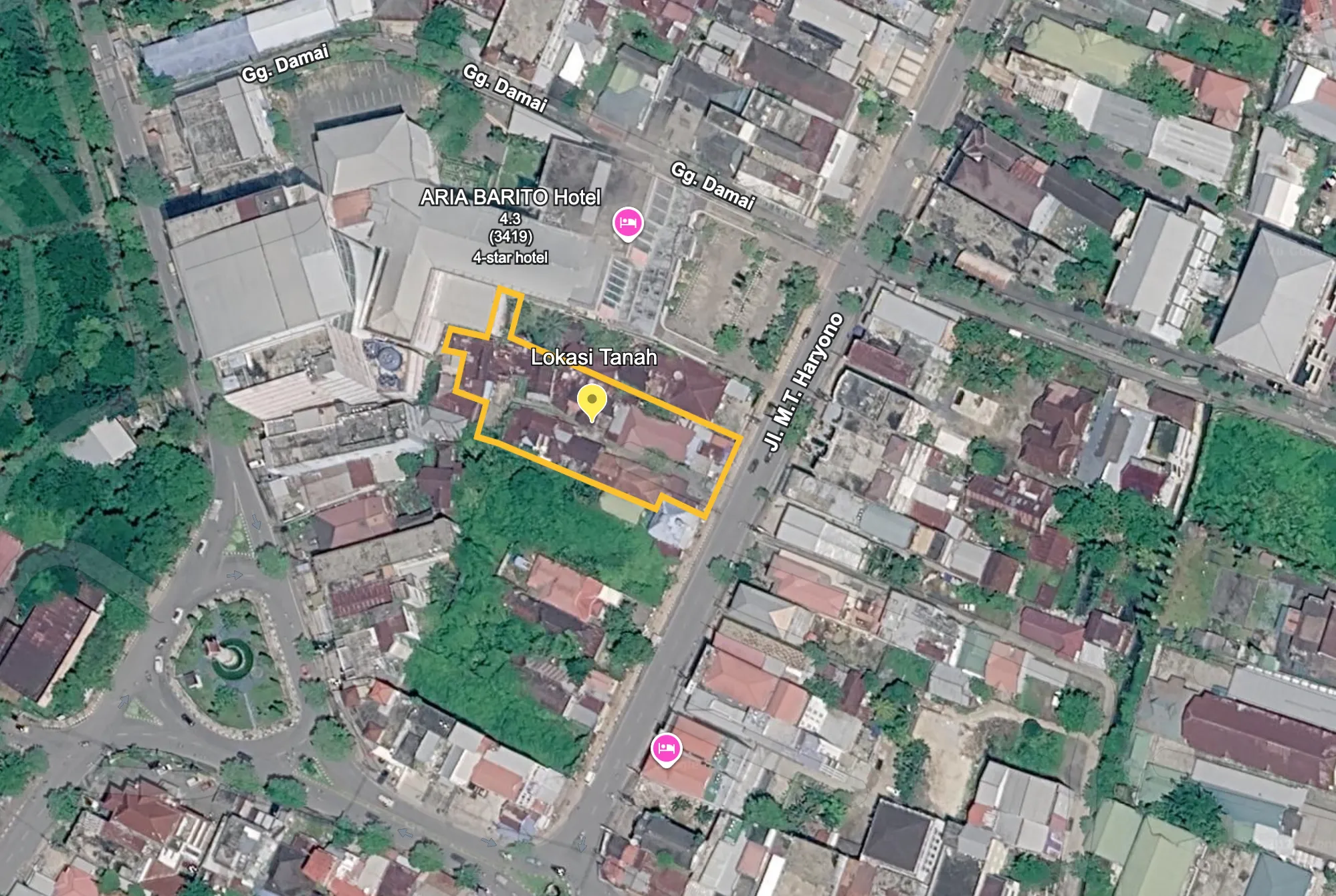 Tanah Dijual 2.208 m² di Jl. M.T. Haryono, Samping Hotel Aria Barito